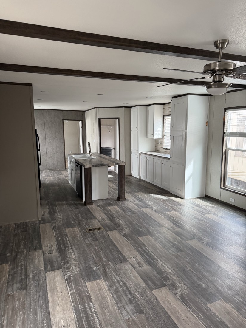 Open living and kitchen with island