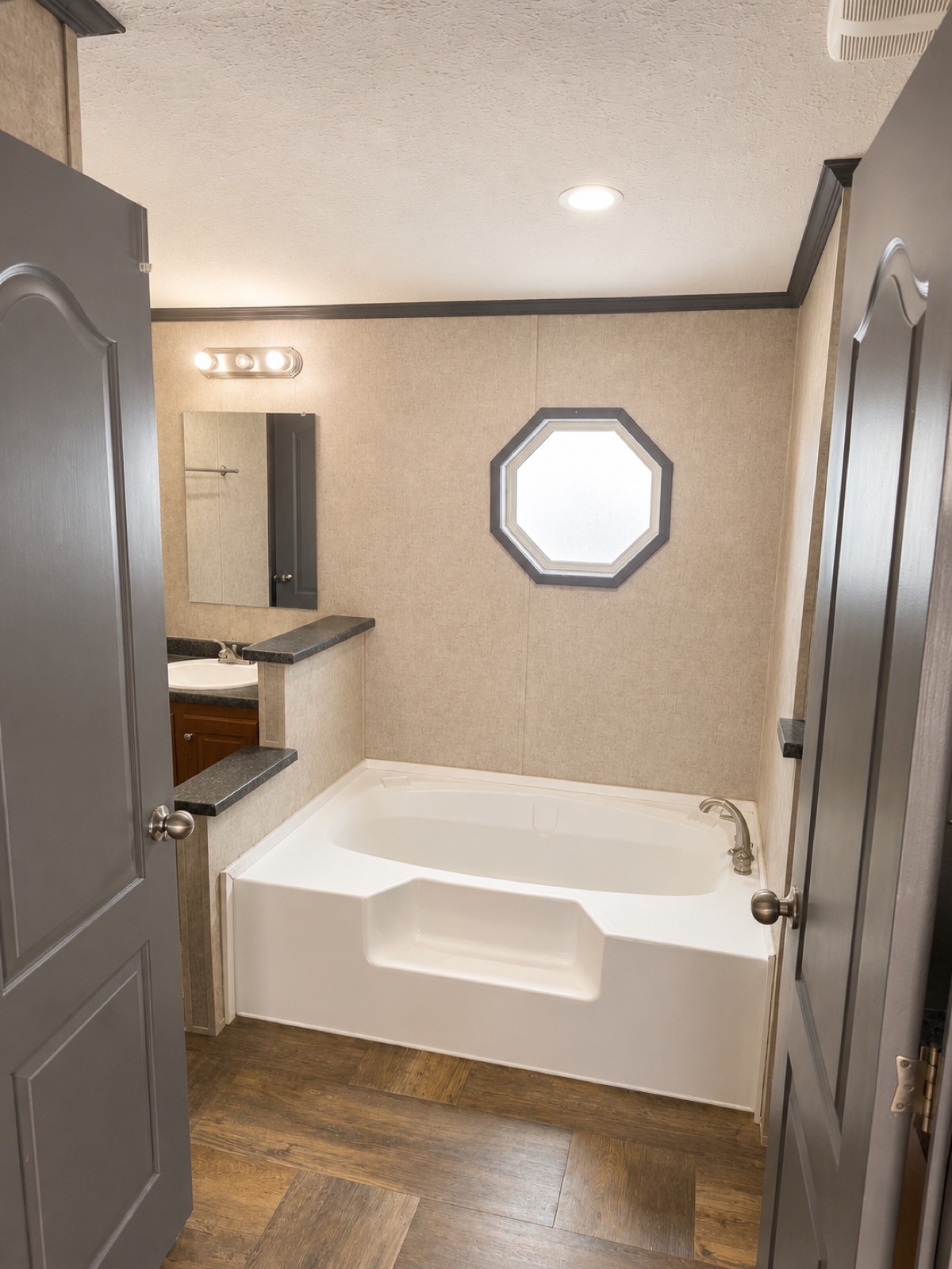 Glamour master bath with soaking tub and separate shower